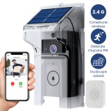 Sonerie video CUANTIS U9, solară, HD 720P, IR, PIR, WiFi, apel bidirecțional, cloud gratuit, alb