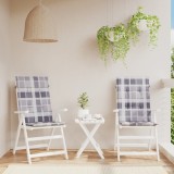 Cumpara ieftin Perne scaun spătar &icirc;nalt, 2 buc. gri carouri 120x50x3 cm textil