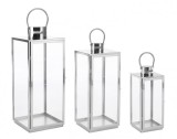 Cumpara ieftin Set 3 felinare otel argintiu Alban 17x16x40.5 cm, 22x21x53.5 cm, 26x25x65 cm