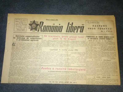 ZIARUL ROMANIA LIBERA 4 AUGUST 1950 PROCESUL UNUI GRUP DE SPIONI SI TRADATORI foto