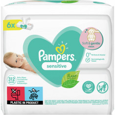 Servetele umede Pampers Sensitive, 6 pachete x 52, 312 buc foto