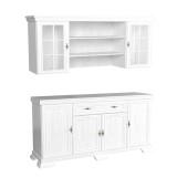 Set mobila living comoda VM4 si vitrina VMN5, 168 x 46 x 97 cm, Alb Antichizat