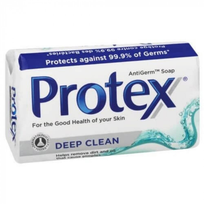Sapun PROTEX Deep Clean, 90 g, Protex Sapun Antibacterian, Sapunuri Solide Antibacteriene, Sapun Dezinfectant pentru Maini, Sapun Antibacterian pentru