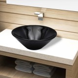 Chiuvetă ceramică pentru baie, rotundă, neagră, vidaXL