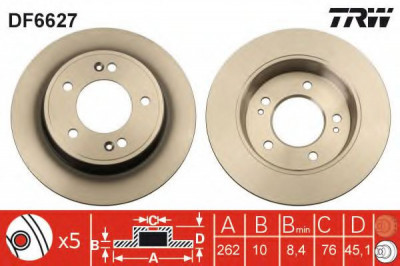 Disc frana HYUNDAI ELANTRA limuzina (MD, UD) (2010 - 2016) TRW DF6627 foto