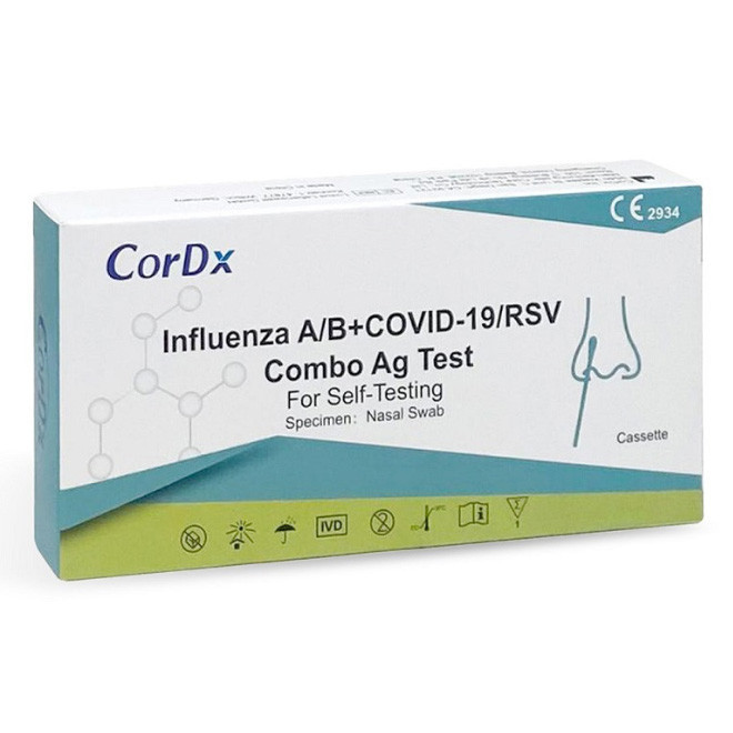 Test Rapid, CorDx, Combo, COVID-19 + Gripa A/B + RSV, Recoltare Nazala, Rezultat 15 min, Uz Profesio