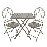 Cumpara ieftin Set mobilier gradina masa, 2 scaune fier verde 60x60x70 cm / 50x40x93 cm (2)