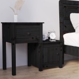 Cumpara ieftin Noptieră, negru, 79,5x38x65,5 cm, lemn masiv de pin