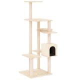 Cumpara ieftin Ansamblu de pisici cu stalpi din funie de sisal, crem, 142 cm