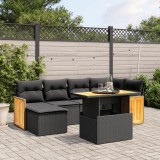 Cumpara ieftin Gossi set canapele de gradina cu perne, 7 piese, negru, poliratan