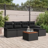Gossi set de canapele pentru gradina 6 piese cu perne negru poli rattan acacia