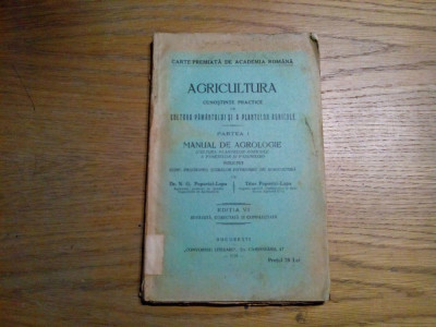 AGRICULTURA - p. I - Manual de AGROLOGIE - N. O. Popovici-Lupa - 1928, 242 p foto