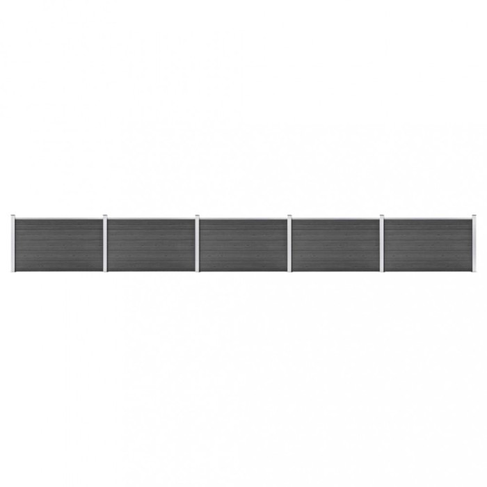 vidaXL Set de panouri de gard, negru, 872 x 105 cm, WPC