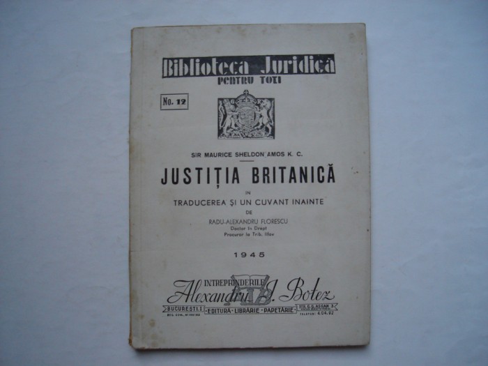 Justitia britanica - Sir Maurice Sheldon Amos K.C. (1945)