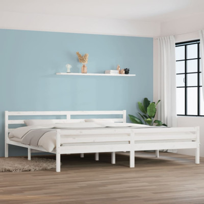 Cadru de pat Super King, alb, 180x200 cm, lemn masiv foto