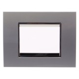 Rama Gewiss Chorus GW16203VT, 3 module, gri titan, pentru priza / intrerupator