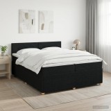 Cumpara ieftin Pat boxspring cu saltea Negru 200 x 200 cm Tesatura