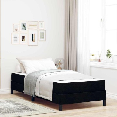 vidaXL Pat cu arcuri cu saltea Negru 100 x 200 cm țesătură 3398467 foto