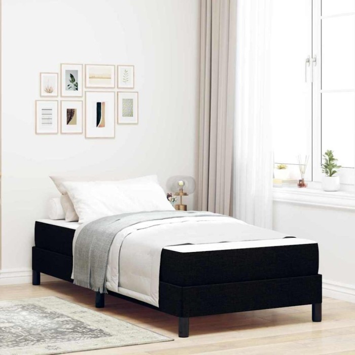 vidaXL Pat cu arcuri cu saltea Negru 100 x 200 cm țesătură 3398467