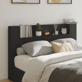 Cumpara ieftin Tăblie cu dulap și LED, negru, 160x16,5x103,5 cm