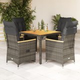 Cumpara ieftin Set mobilier de grădină cu perne, 5 piese, gri, poliratan