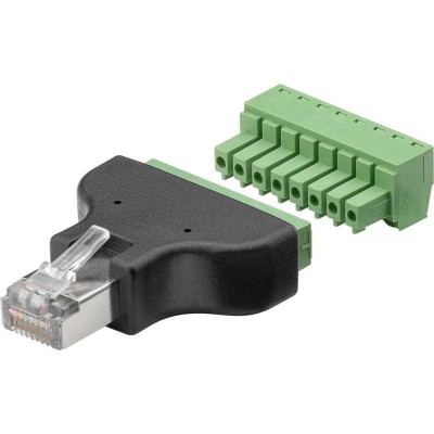 Adaptor bloc terminal cu 8 pini tip regleta surub la RJ45 tata 8P8C foto