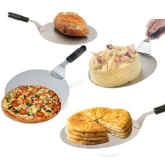 Lopata pizza Koken, tava rotundă din oțel inoxidabil, Maner Plastic, spatula