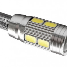 Led T10, 10 SMD, W5W, Canbus, 12V, Pentru Pozitie, Plafoniere, Portbagaj, Lumina Alb 6000K KRU114