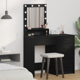 vidaXL Masă de toaletă cu lumini LED, stejar negru, 50x41x135 cm