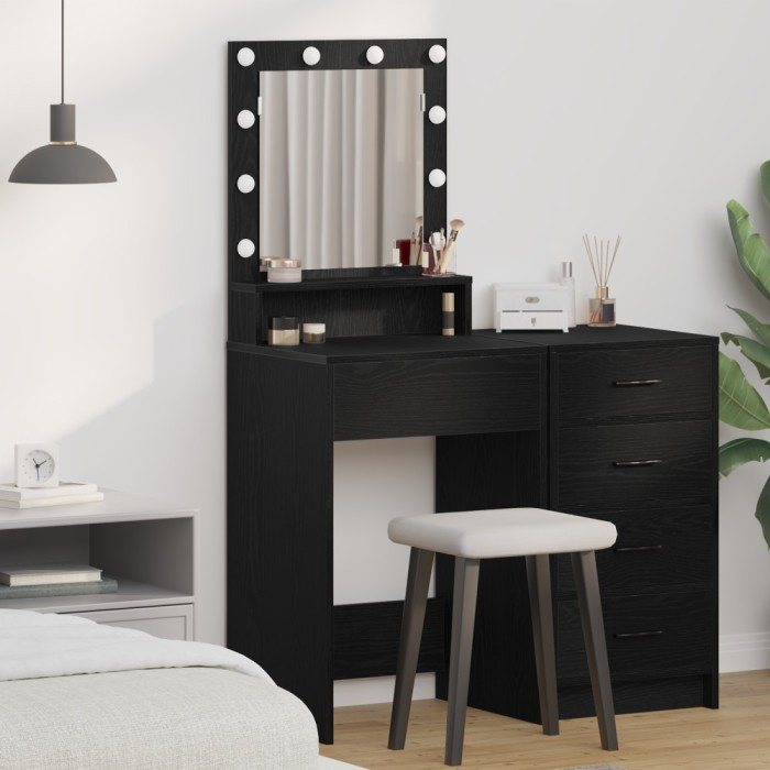 vidaXL Masă de toaletă Stejar negru 50 x 41 x 135 cm Lemn compozit