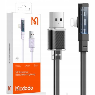 Cablu Pentru Iphone, Unghiular, Puternic, Super-Rapid, Mcdodo, 100W, 1.2M, Negru foto