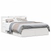 VidaXL Cadru de pat cu tăblie, alb, 135x190 cm, lemn masiv de pin 3307099