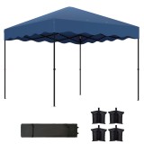 Outsunny Pavilion pliant 3 x 3 m, Cort de grădină reglabil pe &icirc;nălțime, cu geantă cu role, pentru grădină, terasă, metal, material textil, albastru &icirc;n