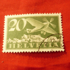 Timbru Elvetia 1925 - Aviatie , 20C verde stampilat