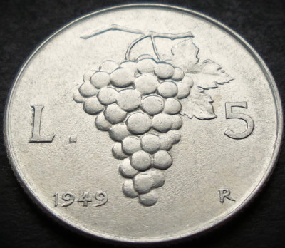 Moneda istorica 5 LIRE - ITALIA, anul 1949 * cod 1883 B = excelenta foto