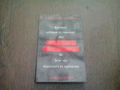 EXAMEN CRITIQUE DES PHILOSOPHES CONTEMPORAINS DE LEUR VIE DOCTRINES ET OPINIONS - JACK BAILLET (CARTE IN LIMBA FRANCEZA)