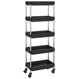 Cumpara ieftin Carucior de bucatarie 5 niveluri negru 42x29x128 cm fier si ABS