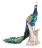 Decoratiune de Craciun paun albastru MagicHome, 24x12x32 cm