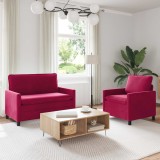 vidaXL Set de canapea 2 pcs Roșu Vin Catifea 3417029