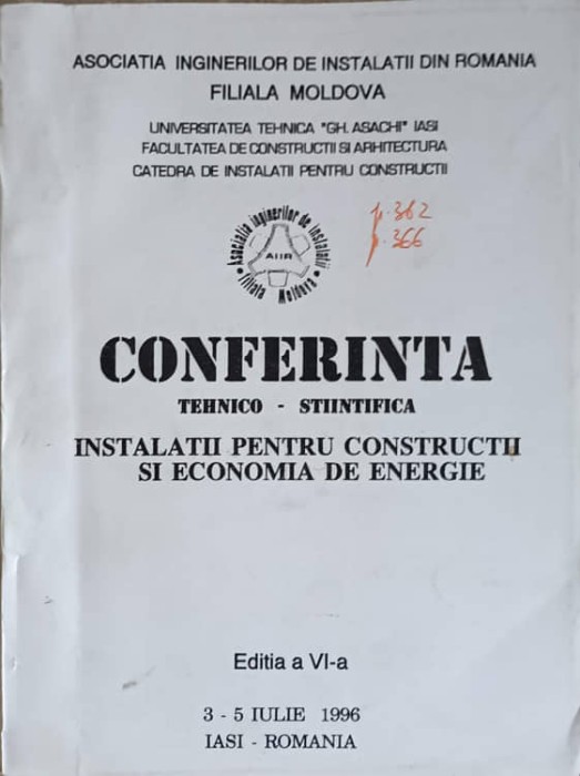 CONFERINTA TEHNICO-STIINTIFICA. INSTALATII PENTRU CONSTRUCTII SI ECONOMIA DE ENERGIE-ASOCIATIA INGINERILOR -241621