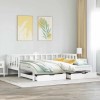Pat de zi extensibil vidaXL, alb, 90x200 cm, cu 2 sertare depozitare, lemn masiv, ideal oaspeti, canapea extensibila