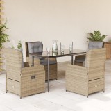 Cumpara ieftin Set mobilier de grădină cu perne, 5 piese, bej, poliratan