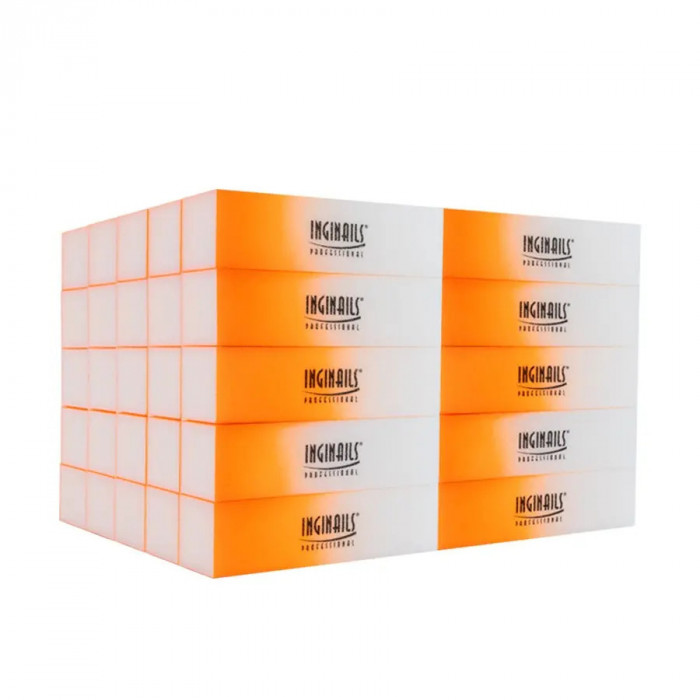 Inginails Professional Block &ndash; ombre portocaliu, 120/120 &ndash; 4 fețe