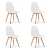 Set 4 scaune bucatarie/living, Artool, Kito, PP, lemn, alb, 46x54.5x80 cm