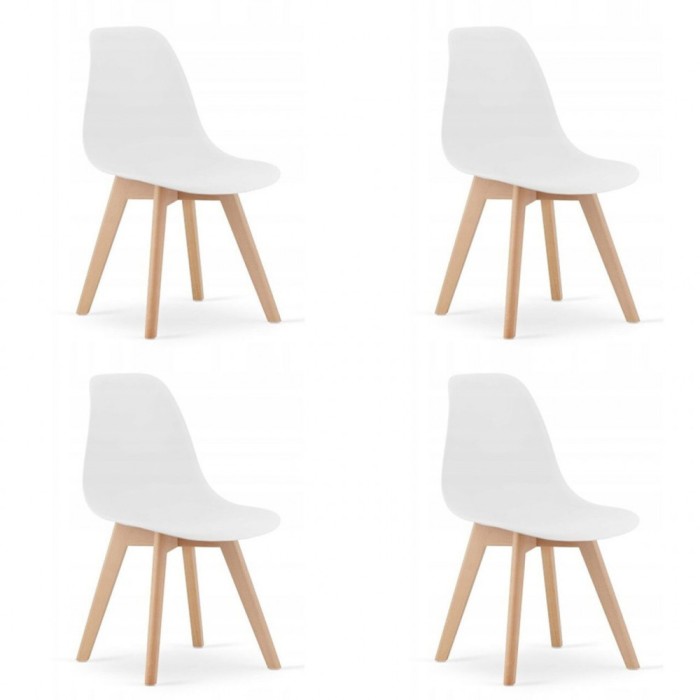 Set 4 scaune bucatarie/living, Artool, Kito, PP, lemn, alb, 46x54.5x80 cm