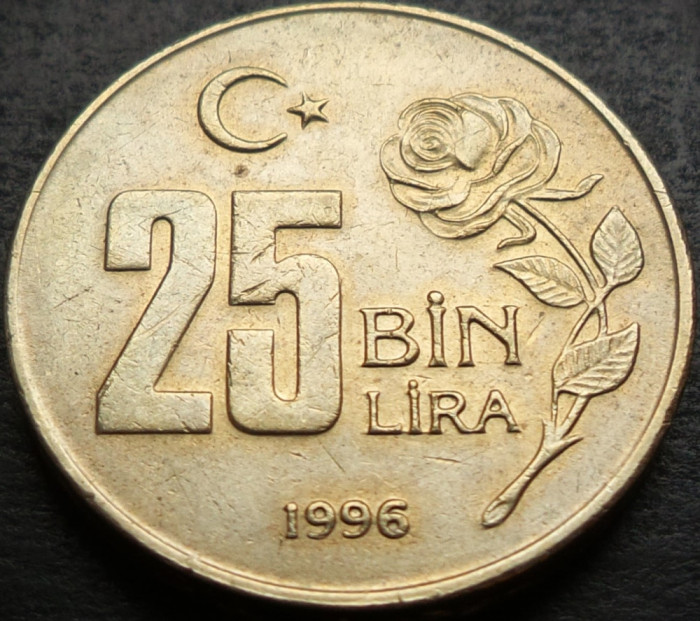 Moneda 25000 LIRE (25 BIN LIRA) - TURCIA, anul 1996 * cod 1139 A