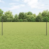St&acirc;lpi de gard vidaXL 11 pcs U-Channel Gri 80 cm Oțel, Gard hexagonal vidaXL Gri 0.8x25 m Oțel