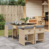 Set mobilier pentru gradina, 5 piese, cu perne, bej, poliratan GartenMobel Dekor, vidaXL