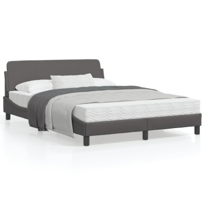 vidaXL Cadru de pat cu tăblie, gri, 140x200 cm, piele ecologică foto