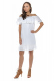 Rochie scurta alba din panza topita Alba